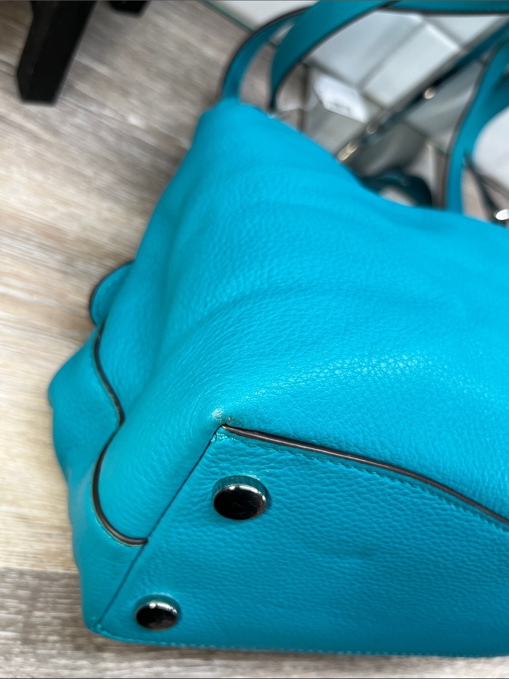 3551 MICHAEL KORS TEAL LEATHER SHOULDER BAG 261603551 - Picture 11 of 14